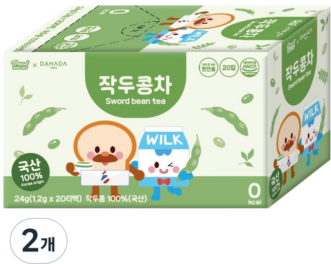 다하다 브레드이발소 작두콩차, 1.2g, 20개입, 2개