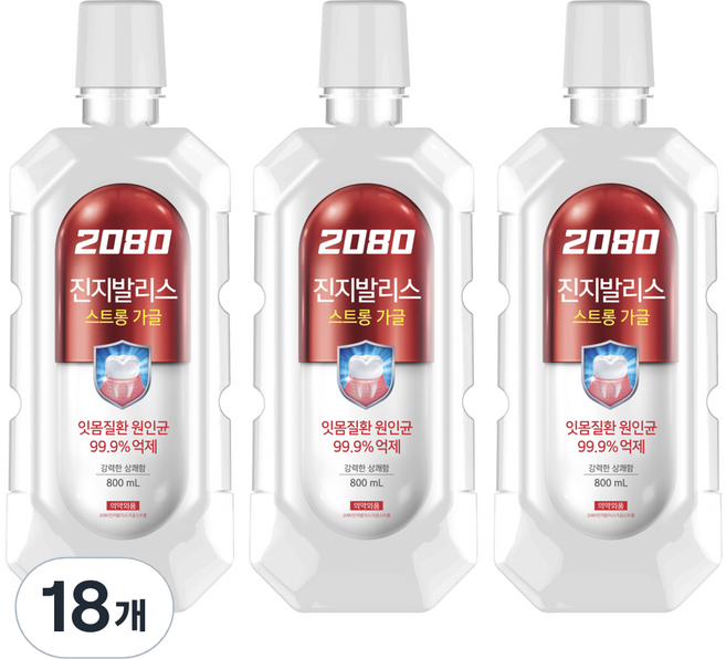 2080 진지발리스 스트롱 가글, 800ml, 18개