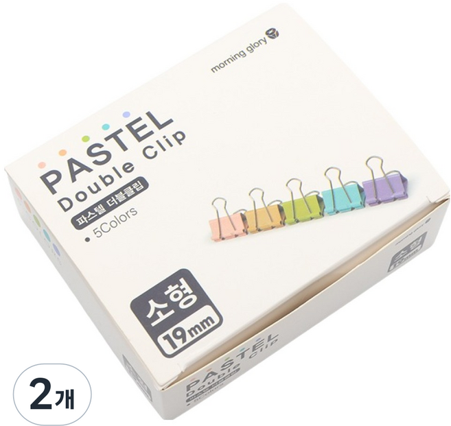 모닝글로리 파스텔 더블클립, 2개, 50개입, 소