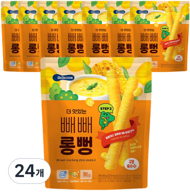 BEBECOOK 孩童更美味棒狀米餅, 烤玉米, 40g, 24個