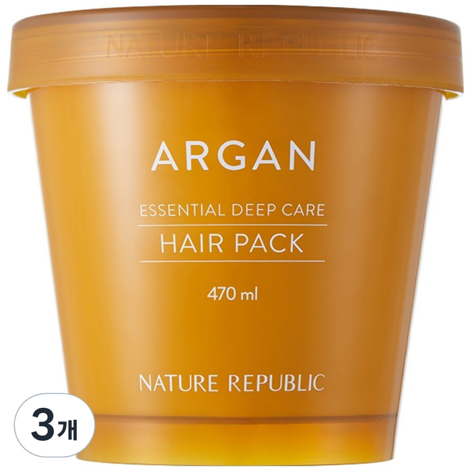 네이처리퍼블릭 대용량 아르간 에센셜 딥케어 헤어팩, 470ml, 3개