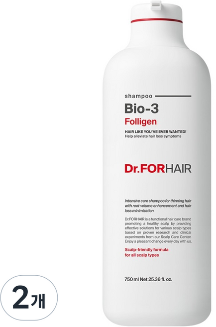 Dr.FORHAIR Bio-3 Folligen強健髮根洗髮精, 750ml, 2瓶