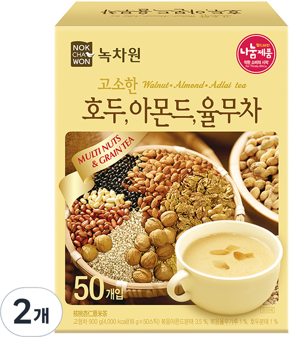 녹차원 고소한 호두아몬드율무차, 18g, 50개입, 2개