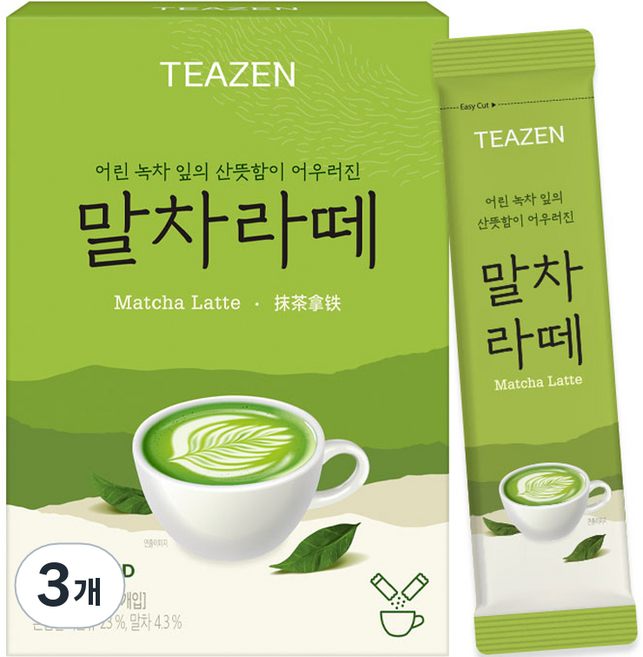 티젠 말차라떼, 14.5g, 7개입, 3개