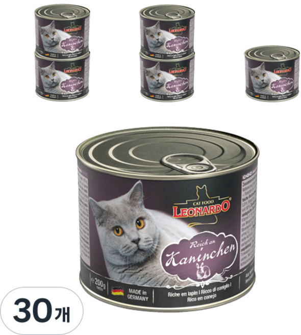 레오나르도 어덜트 고양이 습식사료, 토끼, 200g, 30개