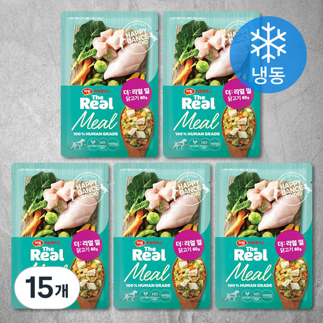 하림펫푸드 전연령 강아지 더리얼 밀 냉동 화식사료, 닭, 60g, 15개