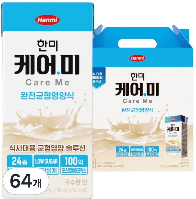 한미헬스 케어미 균형영양식, 200ml, 64개