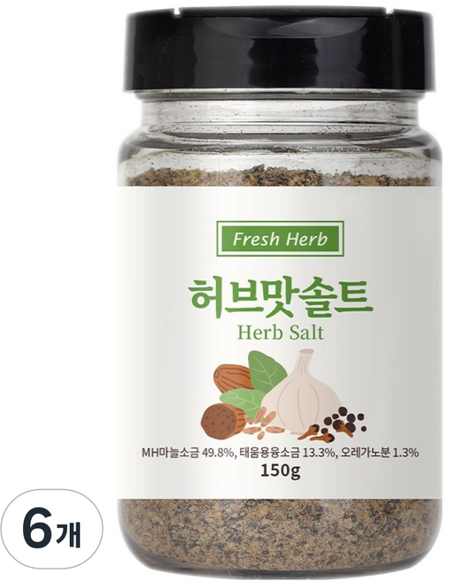 신선약초 바베큐 고기 캠핑 허브맛솔트, 150g, 6개