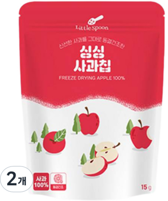리틀스푼 동결건조 싱싱 사과칩, 15g, 2개