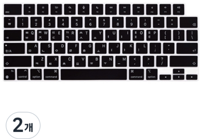 apent MacBook Air 13 M2 M3 M4 / Air 15 M2 M3 M4 / Pro 14 M1 M2 M3 M4 通用矽膠韓英鍵盤膜, 全黑, 2個