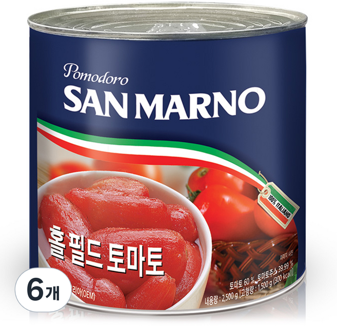 산 마르노 홀 필드 토마토, 6개, 2.5kg