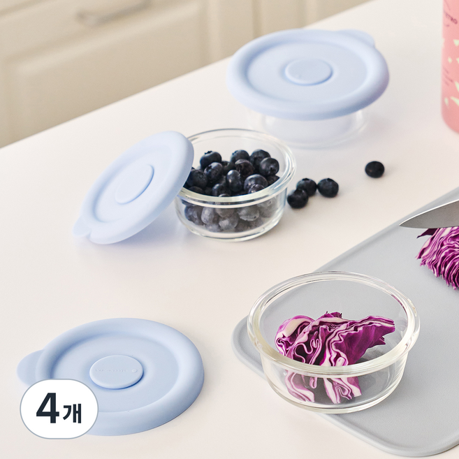 스틸웍스 데일리쿡 냉동밥 보관용기 400ml 코튼블루, 4개, 단품