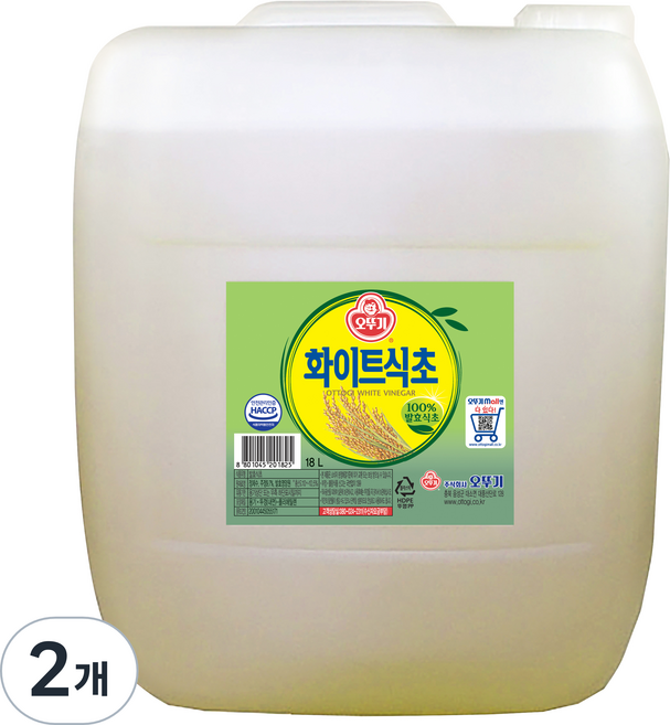 오뚜기 화이트 식초, 18L, 2개