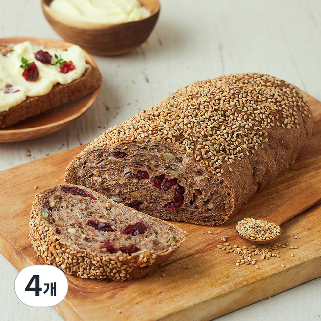 브로드카세 발효종 통밀 잡곡 크렌베리 브레드, 390g, 1개입, 4개