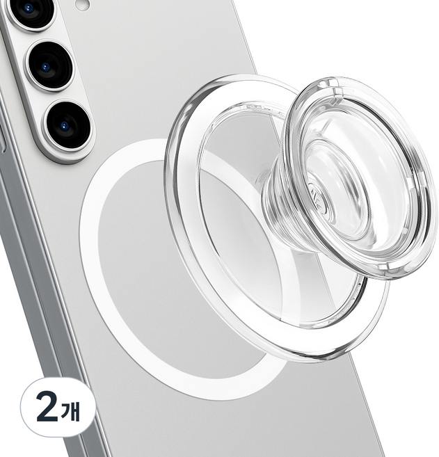 홈플래닛 맥세이프 호환 크리스탈 스마트톡 투명 그립 홀더 (캡 탈부착 가능), 2개