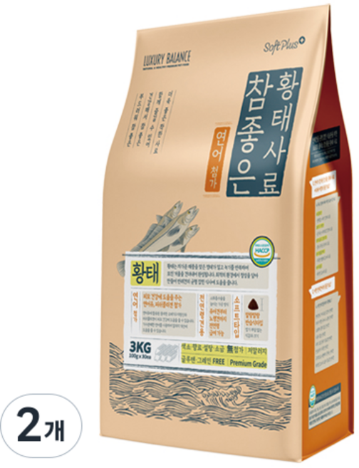 럭셔리발란스 전연령 강아지 소프트플러스 참좋은 황태사료 연어, 3kg, 2개