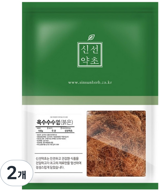 신선약초 국내산 붉은 옥수수수염 옥촉수 옥발 건조 원물, 100g, 2개