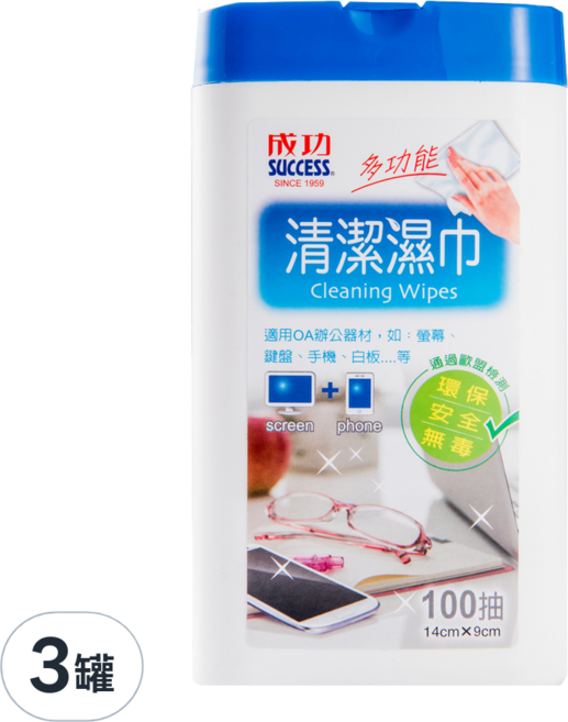 SUCCESS 成功 白板清潔濕巾 100抽, 白色