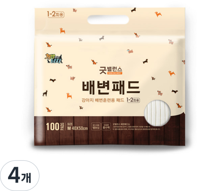 굿밸런스 강아지 배변패드 20g, 100개입, 4개