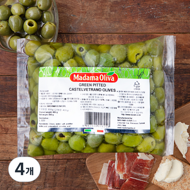 마다마올리바 피티드 그린 카스텔베트라노 올리브, 800g, 4개