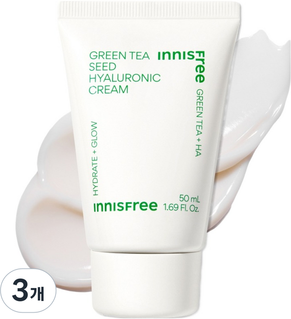 이니스프리 그린티 씨드 히알루론산 크림 튜브형, 50ml, 3개