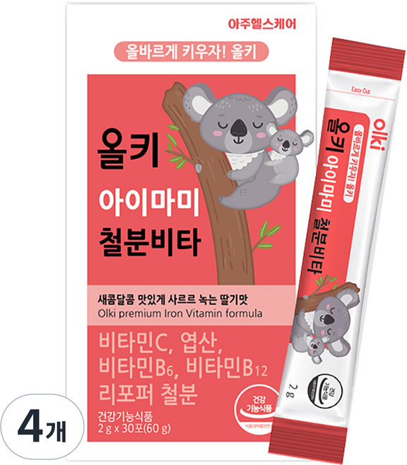 올키 아이마미 철분 비타 딸기맛 30p, 60g, 4개