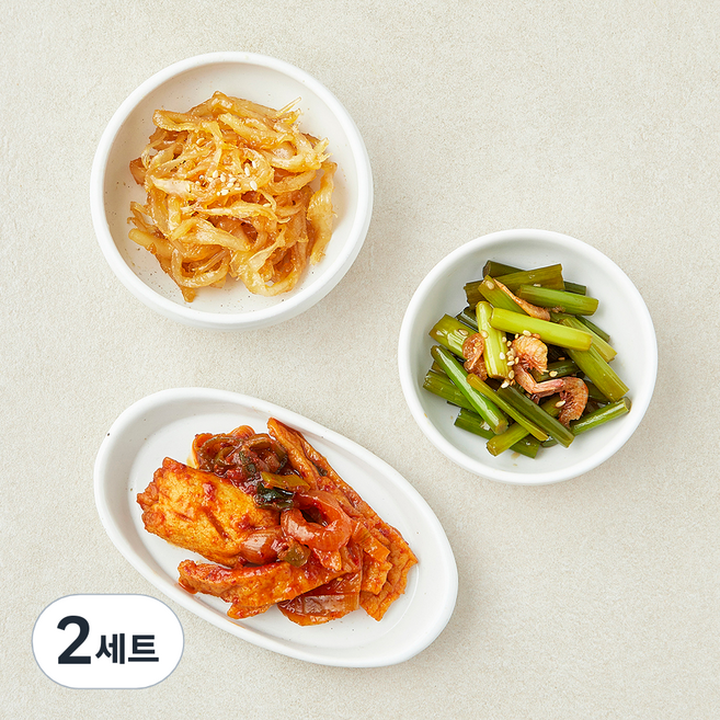 시그니처 반찬 부드러운진미채볶음 30g + 마늘쫑건새우볶음 40g + 매콤어묵볶음 40g 세트 B, 2세트