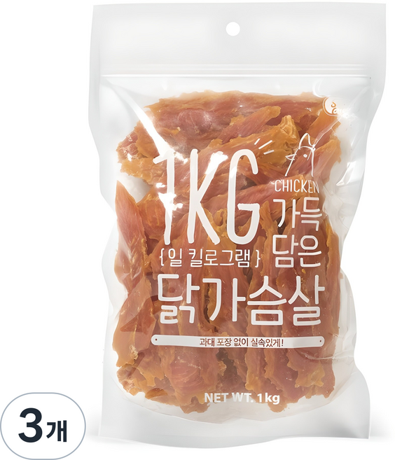 슈퍼츄 강아지 일킬로그램 가득담은 육포, 닭가슴살, 1kg, 3개