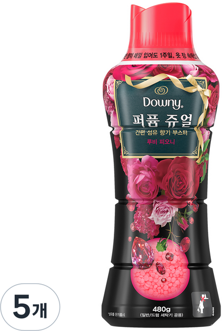 다우니 퍼퓸 쥬얼 루비 피오니 향기 부스터, 480g, 5개