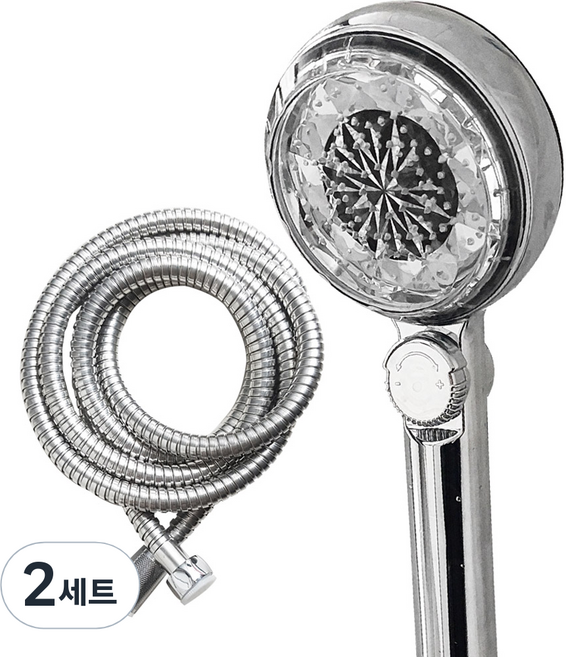 리빙이프 스마트 필터 온도계 샤워기 + 샤워줄 2m 세트, 2개, 그레이