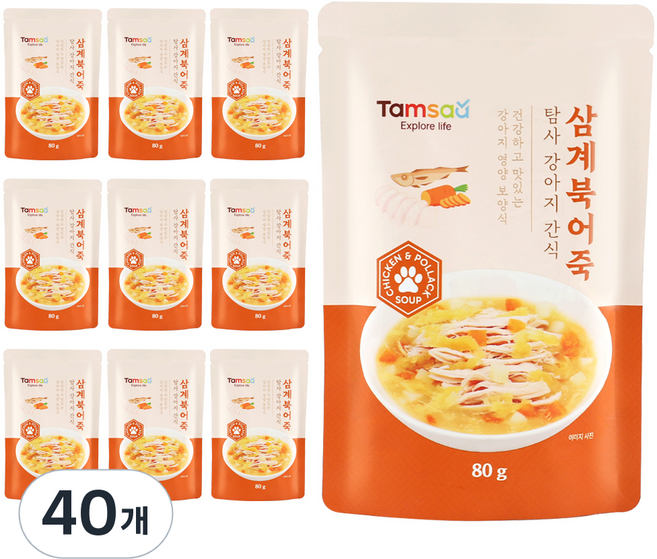 탐사 강아지 보양간식, 삼계북어죽, 80g, 40개