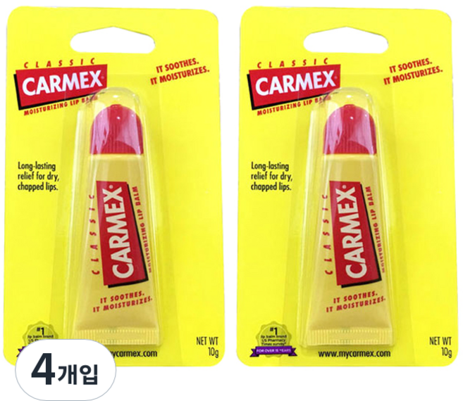 카멕스 모이스처라이징 립밤 튜브, 클래식, 10g, 4개
