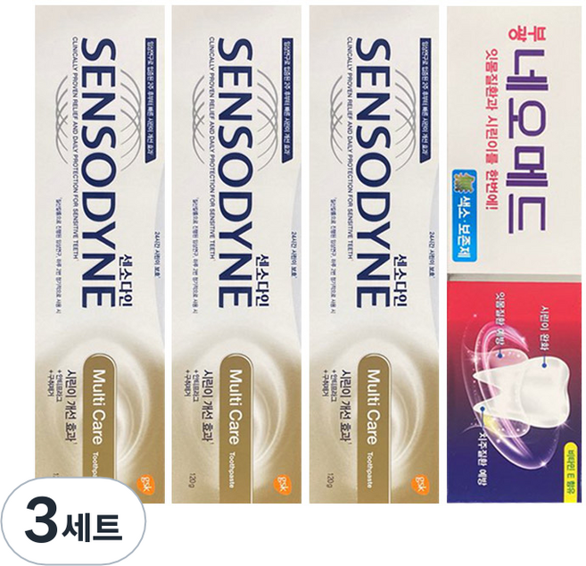 센소다인 멀티케어 치약 120g x 3p + 부광약품 네오메드 시린이치약 125g, 3세트