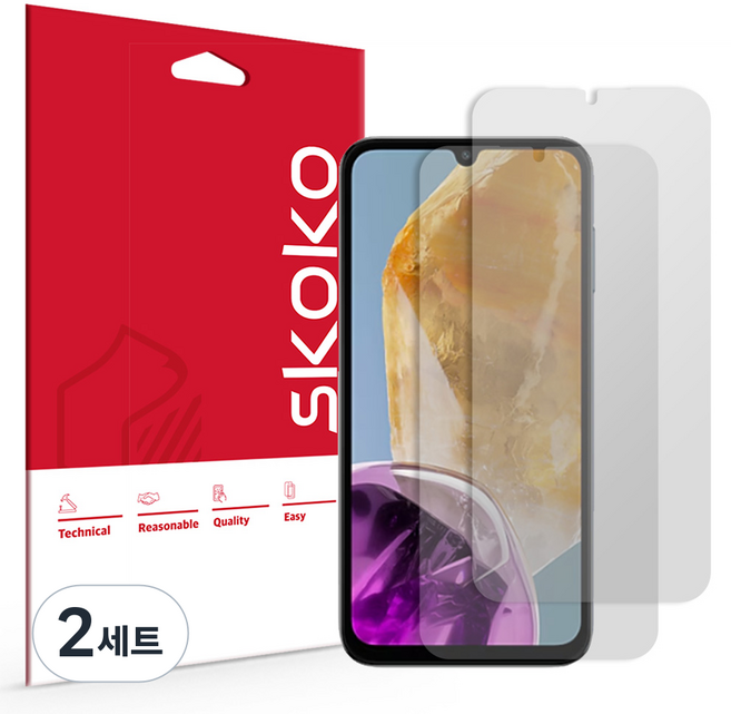 스코코 갤럭시 지문방지 저반사 액정보호필름, 2세트