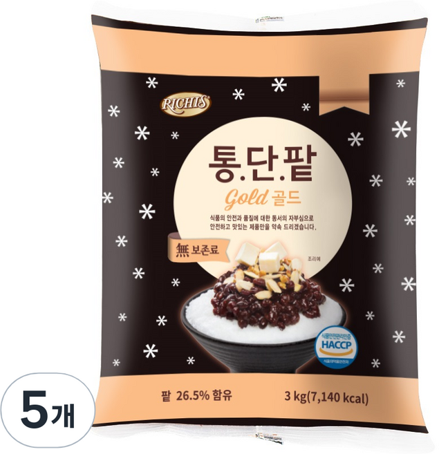 리치스 통단팥 골드파우치, 3kg, 5개