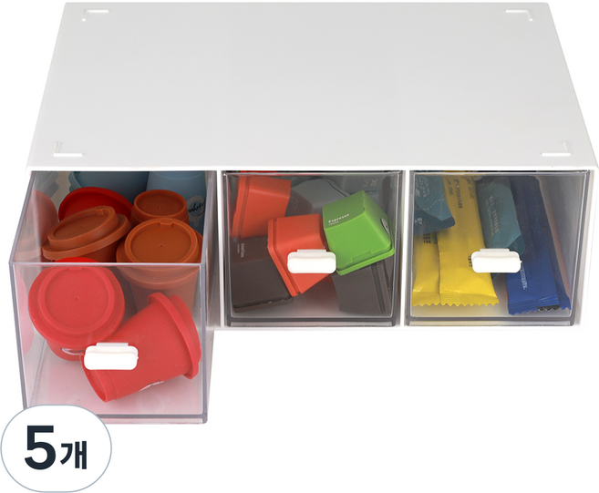 코멧 홈 탁상용 미니 서랍형 수납함 3칸, 화이트, 5개