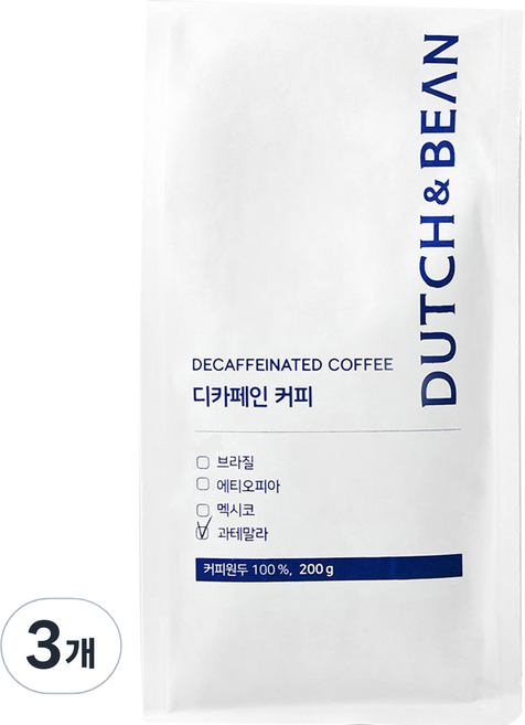 더치앤빈 과테말라 디카페인 분쇄 커피, 200g, 3개, 프렌치프레스(굵음)