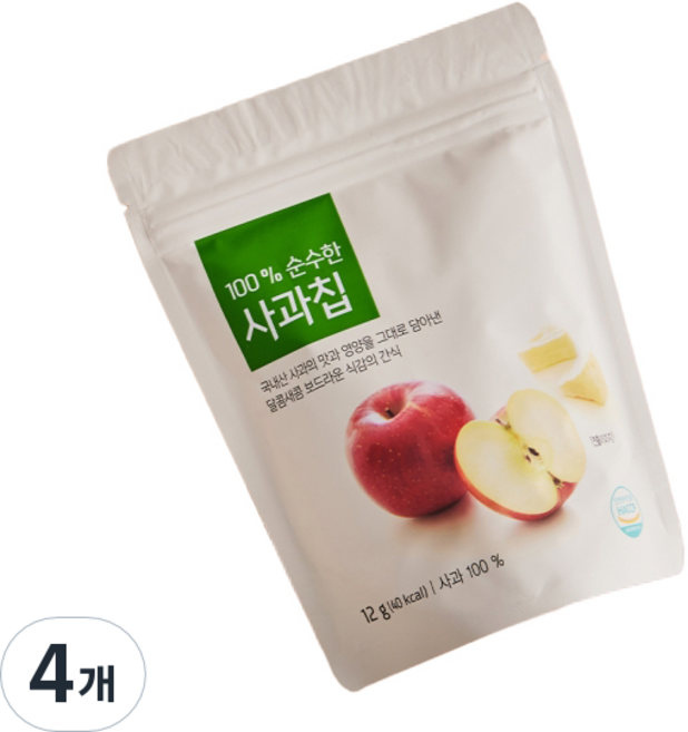 올가홀푸드 유아용 100% 순수한 사과칩, 4개, 12g