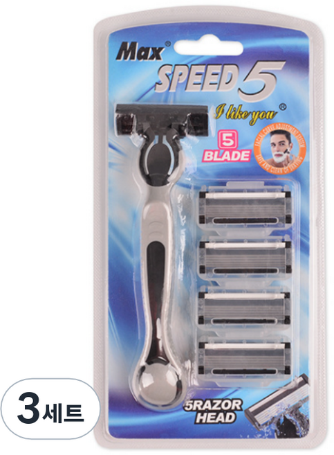 드위트리 MAX SPEED 5단 일회용 면도기 + 면도날 5p 세트 블랙, 3세트