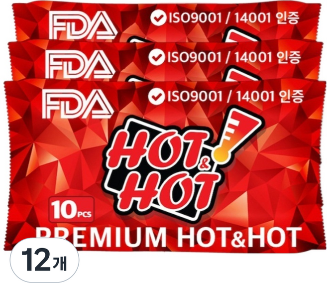 핫앤핫 포켓형 휴대용 핫팩 10p, 12개