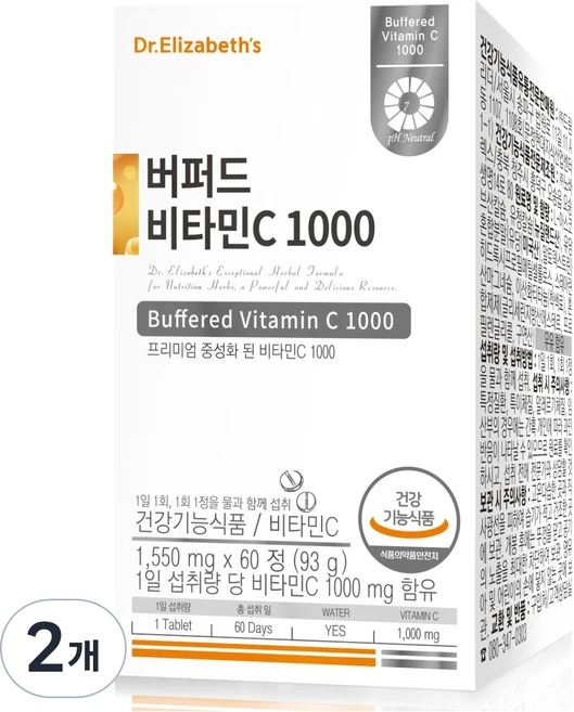 닥터엘리자베스 버퍼드 비타민C 1000, 60정, 2개 - 쿠팡