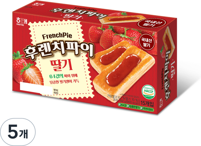 해태제과 후렌치파이 딸기, 192g, 5개