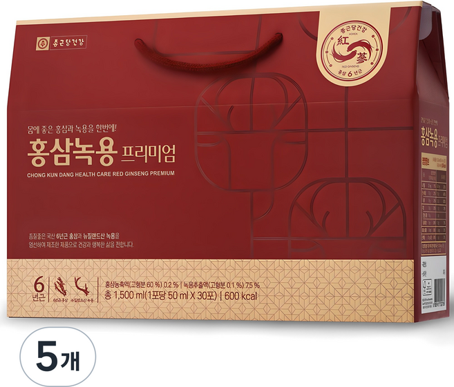 종근당건강 홍삼녹용 프리미엄, 30회분, 5개