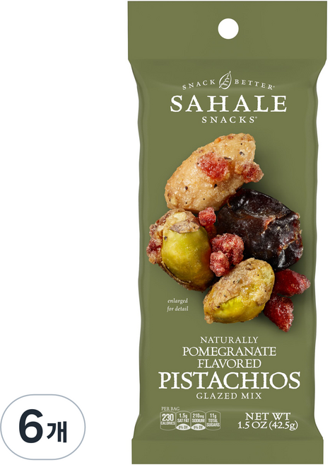 SAHALE SNACKS 石榴開心果零食, 42.5g, 6個