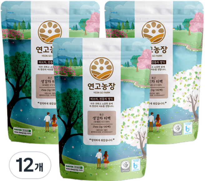 연고농장 생강차 삼각티백, 1g, 25개입, 12개