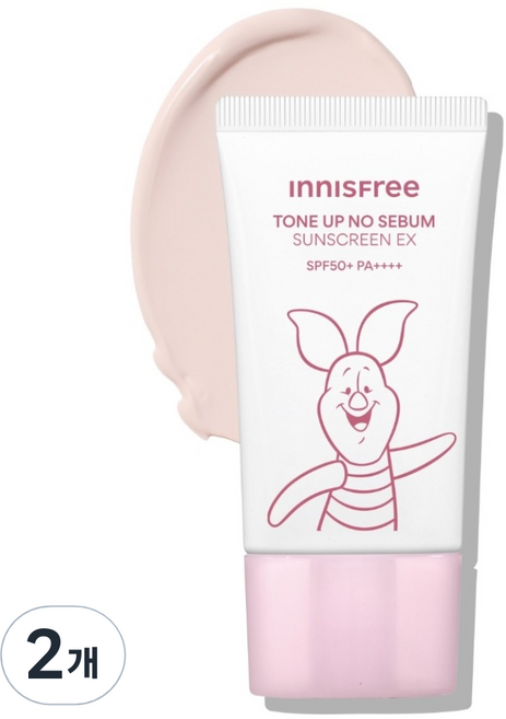 INNISFREE 潤色控油防曬霜 EX 小熊維尼限定版 SPF50+ PA++++, 2個, 60ml