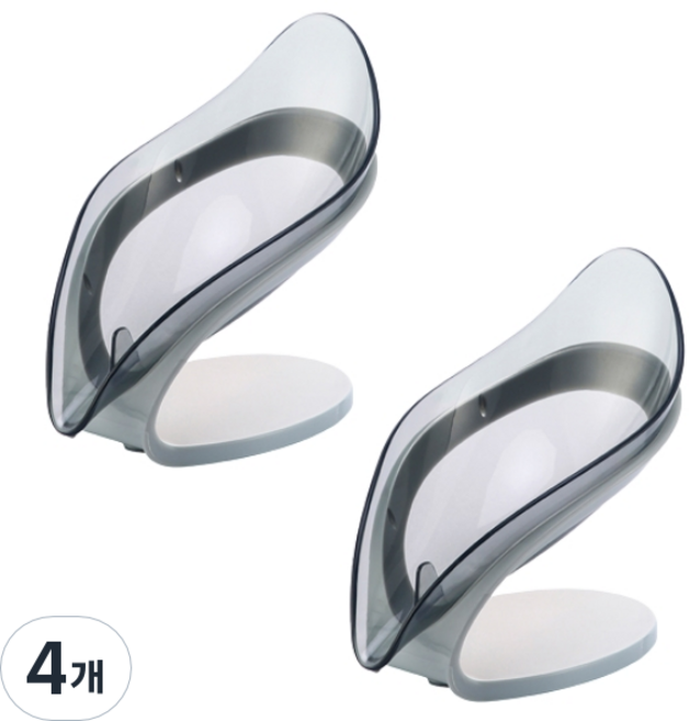 네이누스 나뭇잎 욕실 세면대 물빠짐 비누받침대, 그레이, 4개