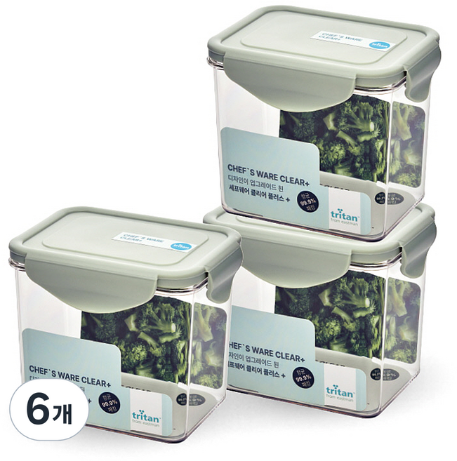 셰프웨어 클리어플러스 밀폐용기 직사각, 6개, 850ml