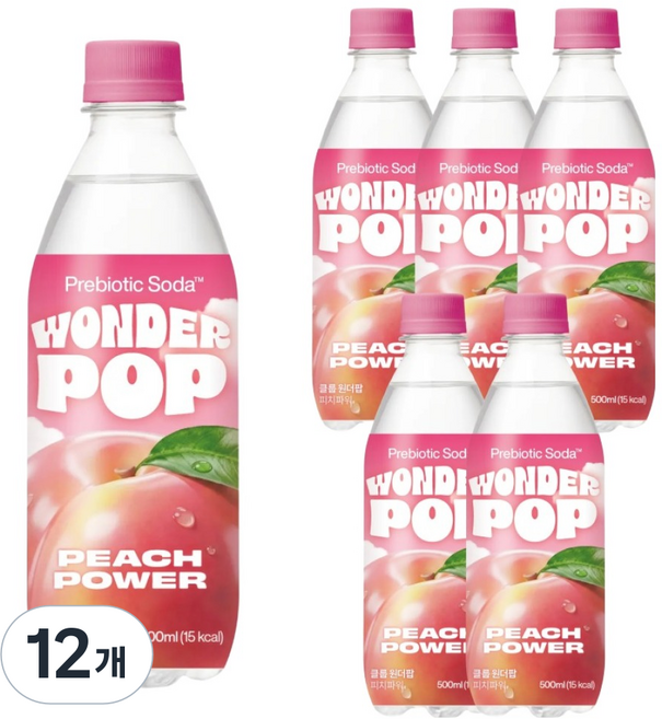 클룹 원더팝 스파클링 음료 피치파워, 12개, 500ml