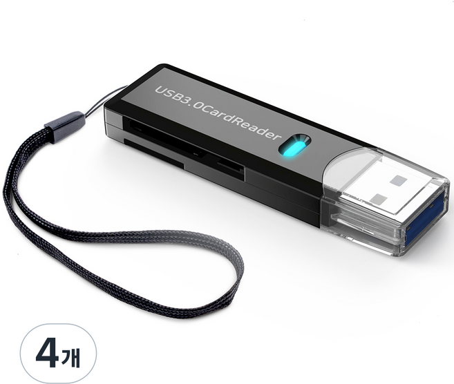구스페리 USB 3.0 SD 카드 / TF 카드 리더기, 블랙, 4개